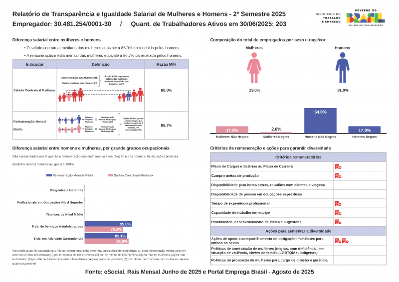 Relatório de igualdade salarial entre homens e mulheres - 2º Semestre 2025 Relatório de igualdade salarial entre homens e mulheres - 2º Semestre 2025